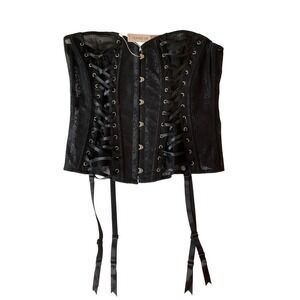 New Adore Me Black Lace Corset Lace Up Boning Garter L